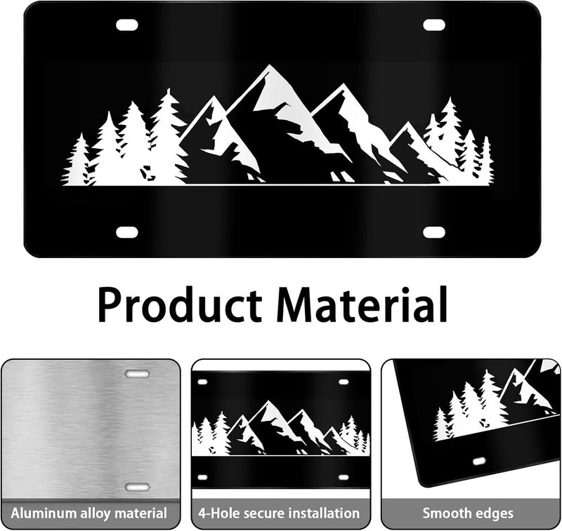 MCIAONE Mountain License Plate Mountains Front License Plate Peak Aluminum Decorative Licenses Plates, Natural Novelty Vanity Tag Black Car Plates, Car Tag with 4 Holes 6×12 inch Cars Decor Accessory - Image 3